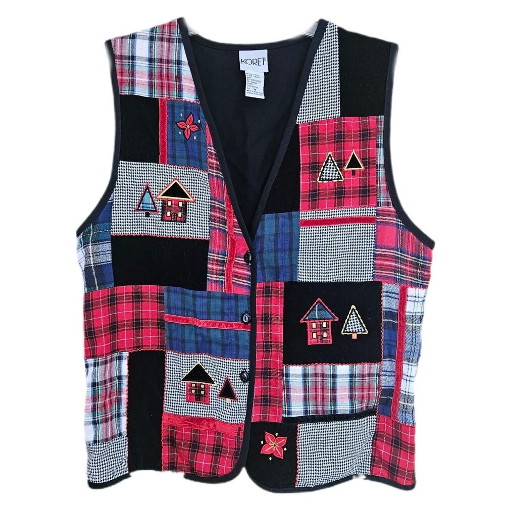 90s cottagecore patchwork christmas vest